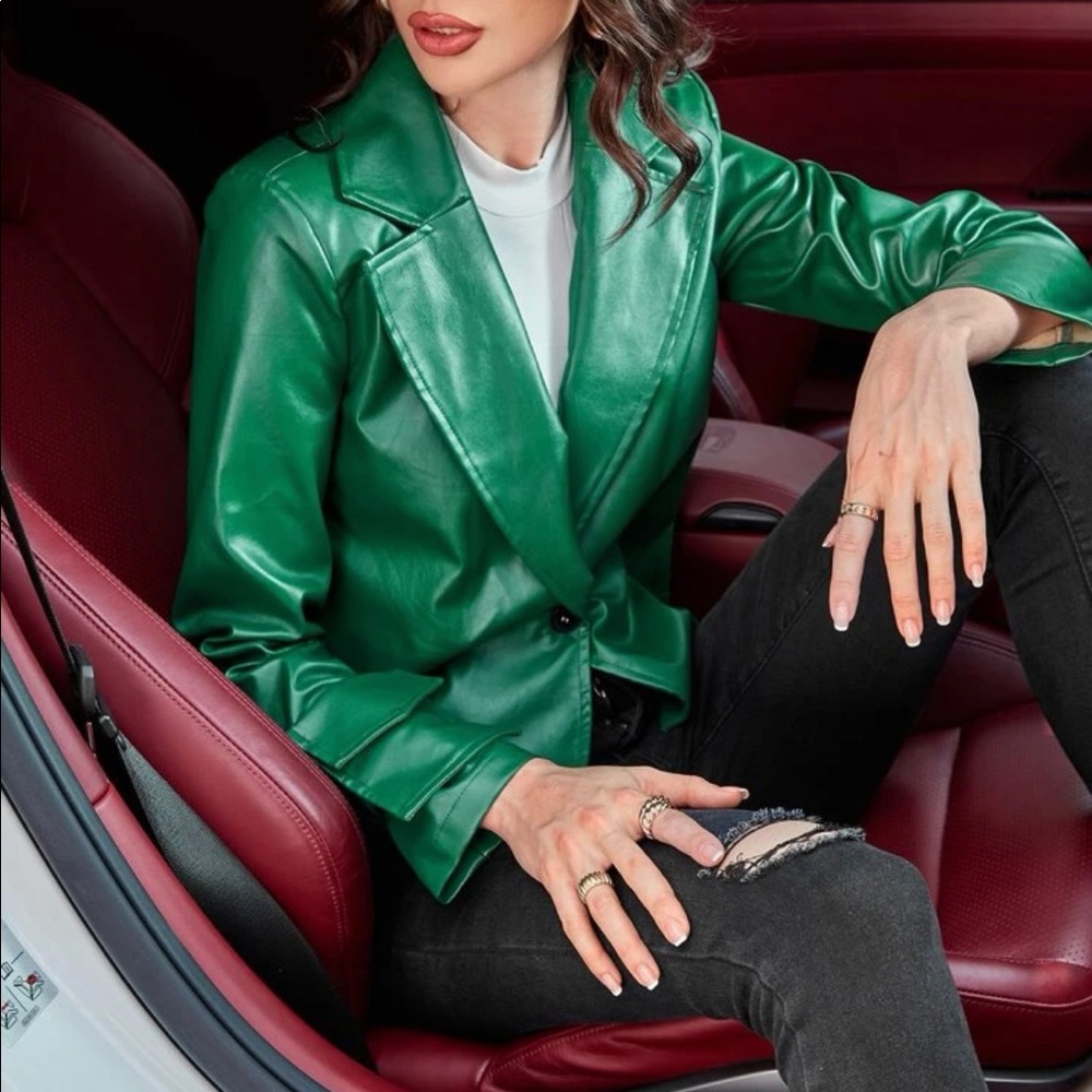 (2/$40) Green Leather Jacket